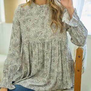 Grey Paisley Blouse